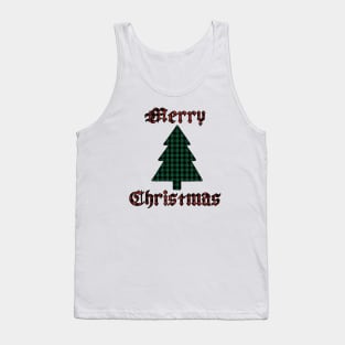 Merry Christmas Tree Plaid (Large Design) Tank Top